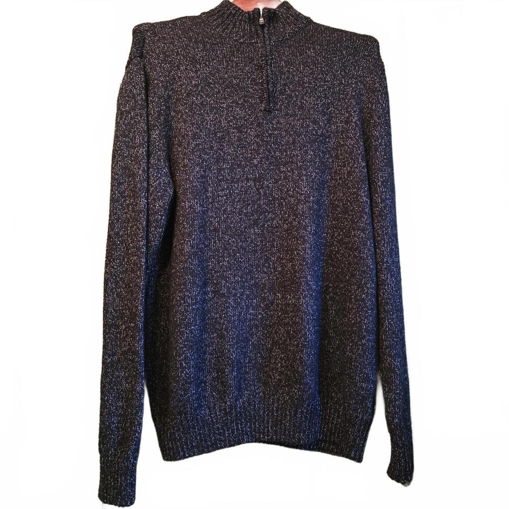 Chaps Men's Half Zip Sweater in Dark Heather Knit